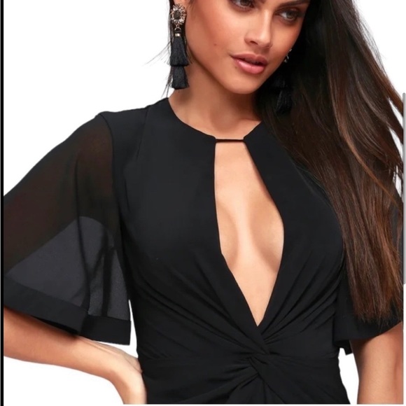 KEEPSAKE the Label No Love Black Knotted Midi Dress in Black Size M - Picture 2 of 16